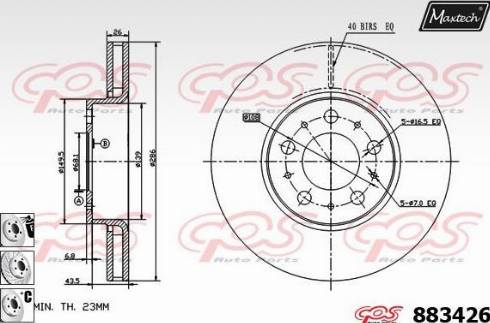 Maxtech 883426.6880 - Гальмівний диск autocars.com.ua