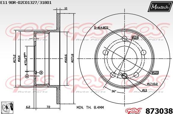 Maxtech 883426 - Гальмівний диск autocars.com.ua