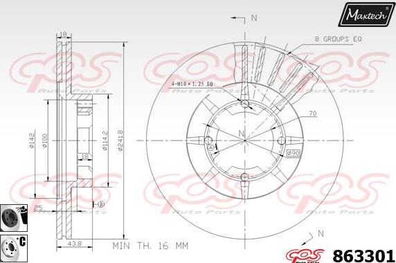 Maxtech 883428 - Гальмівний диск autocars.com.ua