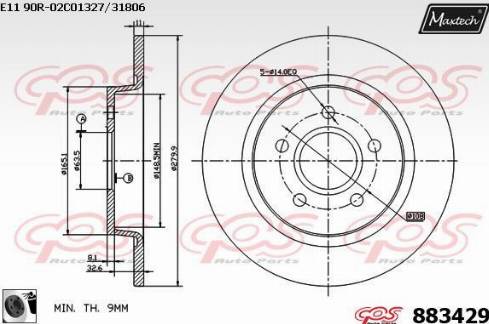 Maxtech 883429.0060 - Гальмівний диск autocars.com.ua