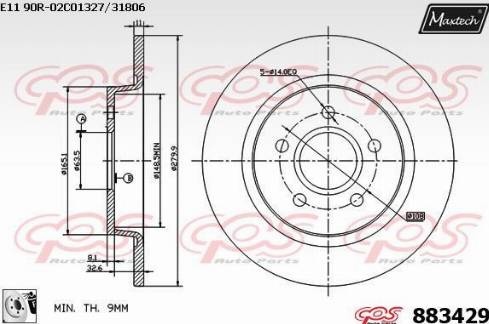 Maxtech 883429.0080 - Гальмівний диск autocars.com.ua