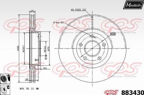 Maxtech 883430.6060 - Гальмівний диск autocars.com.ua