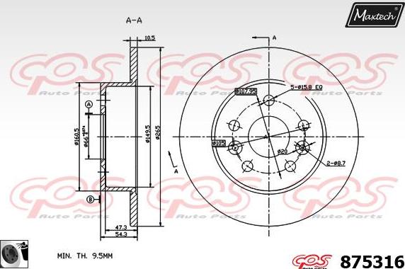 Maxtech 883433 - Гальмівний диск autocars.com.ua