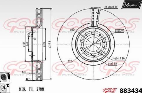 Maxtech 883434.6060 - Гальмівний диск autocars.com.ua