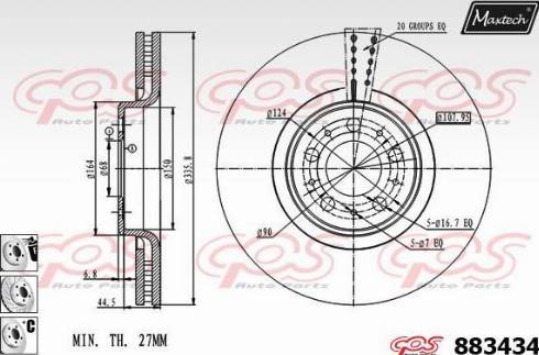 Maxtech 883434.6880 - Гальмівний диск autocars.com.ua