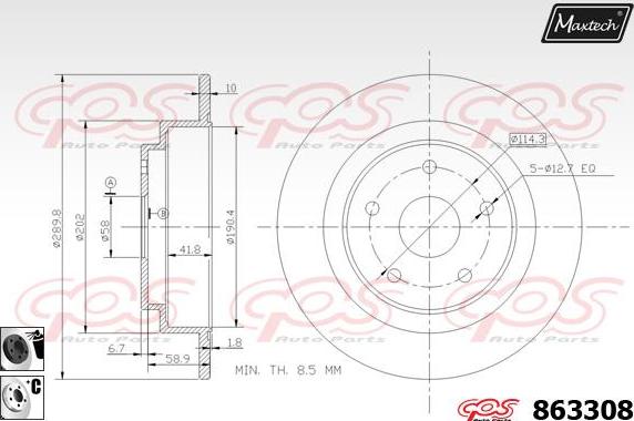 Maxtech 883437 - Гальмівний диск autocars.com.ua