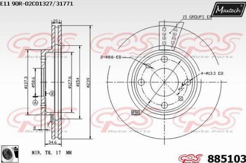 Maxtech 885103.0060 - Гальмівний диск autocars.com.ua