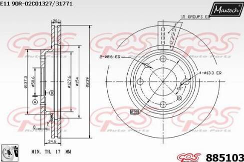 Maxtech 885103.0080 - Гальмівний диск autocars.com.ua