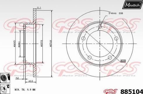 Maxtech 885104.6060 - Гальмівний диск autocars.com.ua