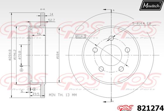 Maxtech 885105 - Гальмівний диск autocars.com.ua