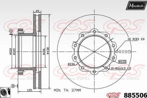 Maxtech 885506.0060 - Гальмівний диск autocars.com.ua