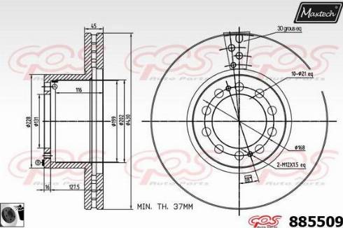 Maxtech 885509.0060 - Гальмівний диск autocars.com.ua