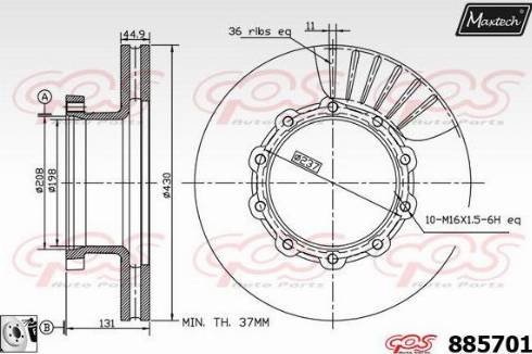 Maxtech 885701.0080 - Тормозной диск autodnr.net