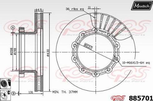 Maxtech 885701.6060 - Тормозной диск autodnr.net