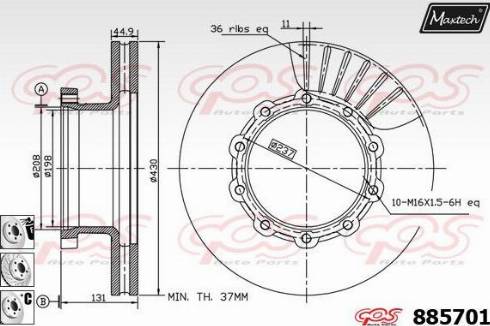 Maxtech 885701.6880 - Тормозной диск autodnr.net