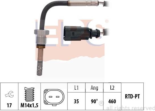 MDR EPS-1220 036 - Датчик, температура вихлопних газів autocars.com.ua