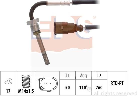 MDR EPS-1220 048 - Датчик, температура вихлопних газів autocars.com.ua