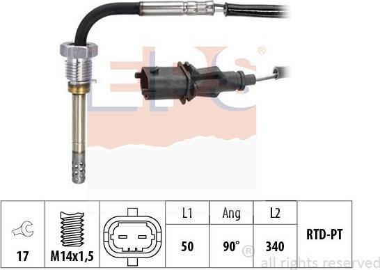 MDR EPS-1220 092 - Датчик, температура вихлопних газів autocars.com.ua