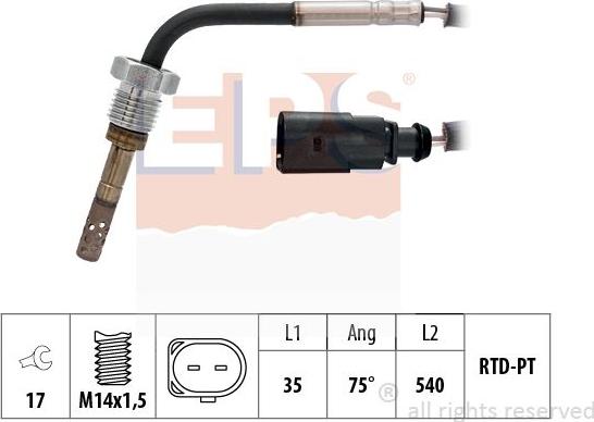 MDR EPS-1220 162 - Датчик, температура вихлопних газів autocars.com.ua