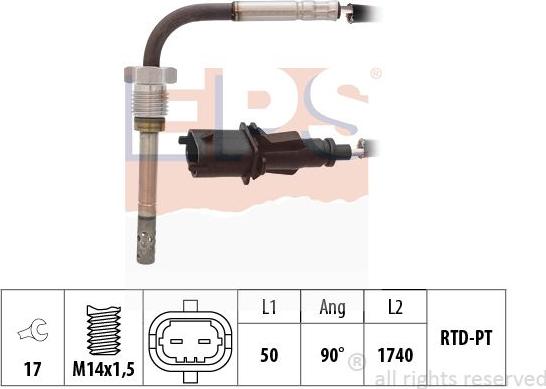 MDR EPS-1220 187 - Датчик, температура вихлопних газів autocars.com.ua