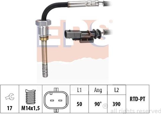 MDR EPS-1220 204 - Датчик, температура вихлопних газів autocars.com.ua