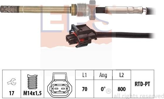 MDR EPS-1220 250 - Датчик, температура вихлопних газів autocars.com.ua