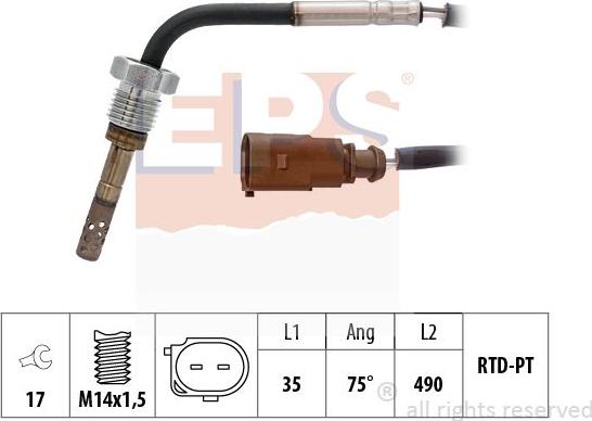 MDR EPS-1220 265 - Датчик, температура вихлопних газів autocars.com.ua