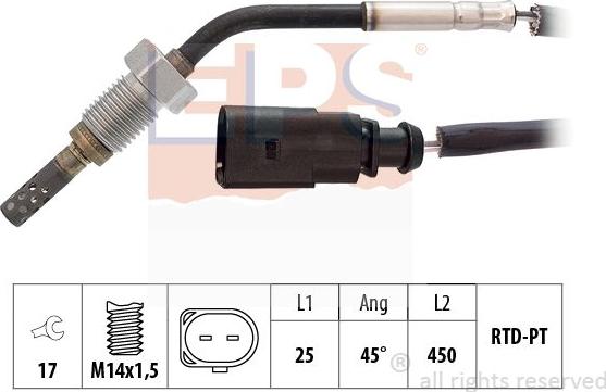 MDR EPS-1220 287 - Датчик, температура вихлопних газів autocars.com.ua