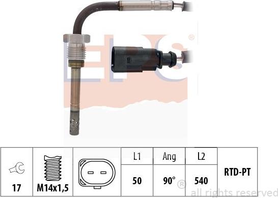 MDR EPS-1220 288 - Датчик, температура вихлопних газів autocars.com.ua