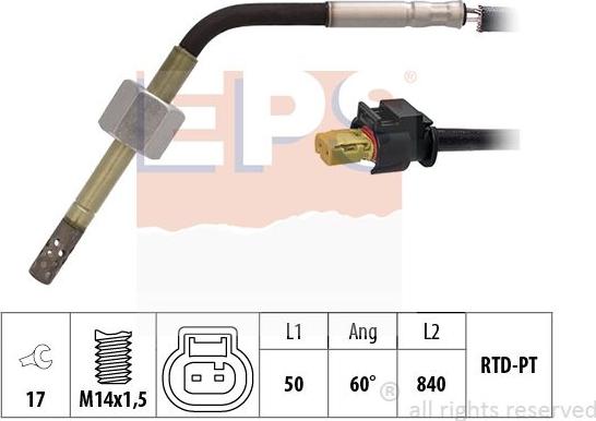 MDR EPS-1220 303 - Датчик, температура вихлопних газів autocars.com.ua