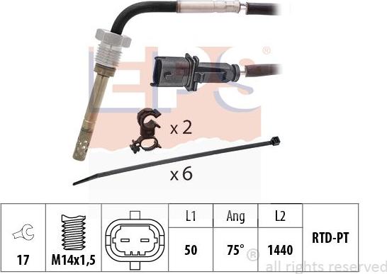 MDR EPS-1220 324 - Датчик, температура вихлопних газів autocars.com.ua