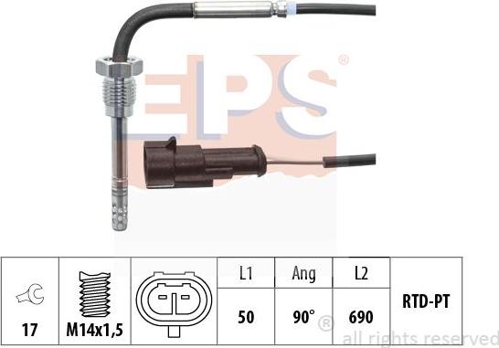 MDR EPS-1220 367 - Датчик, температура вихлопних газів autocars.com.ua