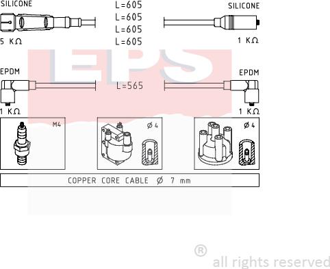 MDR EPS-1500 725 - Комплект проводів запалювання autocars.com.ua