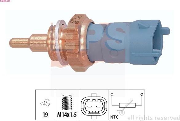 MDR EPS-1830 411 - Датчик, температура охолоджуючої рідини autocars.com.ua