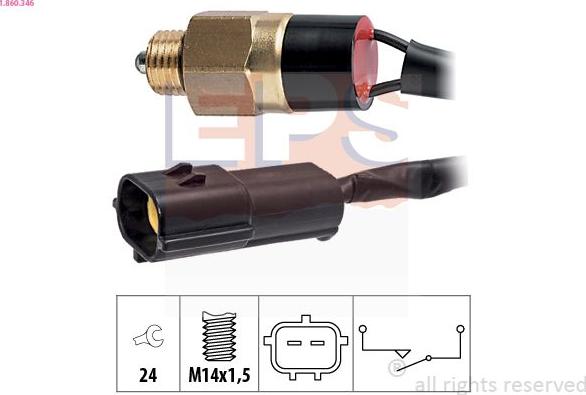 MDR EPS-1860 346 - Датчик, контактний перемикач, фара заднього ходу autocars.com.ua