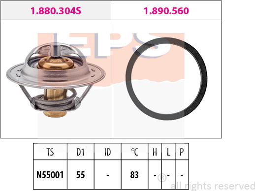 MDR EPS-1880 304 - Термостат, охлаждающая жидкость autodnr.net