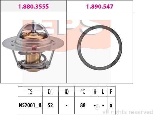 MDR EPS-1880 355 - Термостат, охлаждающая жидкость autodnr.net