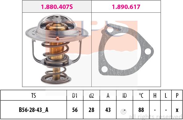 MDR EPS-1880 407 - Термостат, охолоджуюча рідина autocars.com.ua