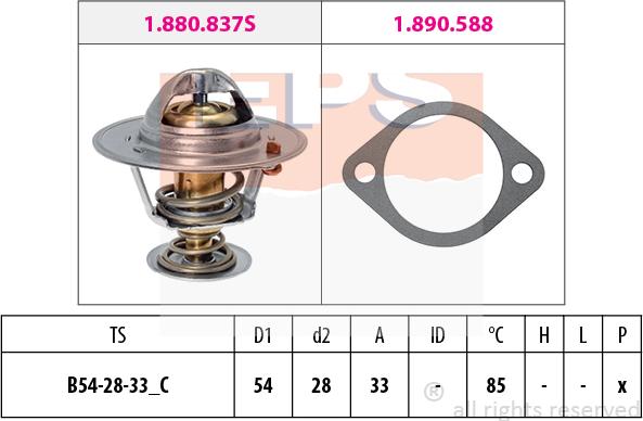 MDR EPS-1880 837 - Термостат, охолоджуюча рідина autocars.com.ua