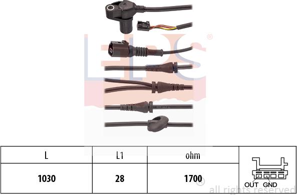 MDR EPS-1962 124 - Датчик ABS, частота обертання колеса autocars.com.ua