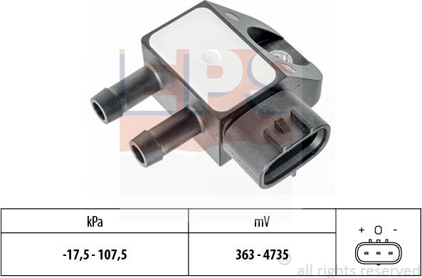 MDR EPS-1993 342 - Датчик, тиск вихлопних газів autocars.com.ua