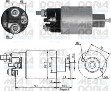 Meat & Doria 46099 - Тягове реле, стартер autocars.com.ua