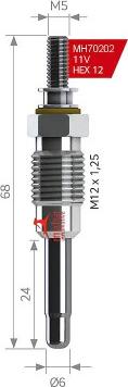 MEHA AUTOMOTIVE MH70202 - Свеча накаливания autodnr.net