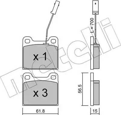 Metelli 22-0003-3 - Тормозные колодки, дисковые, комплект avtokuzovplus.com.ua