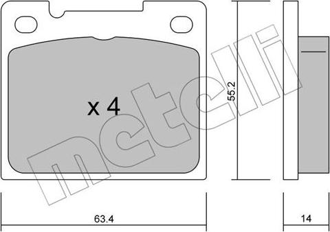 Metelli 22-0004-0 - Тормозные колодки, дисковые, комплект avtokuzovplus.com.ua