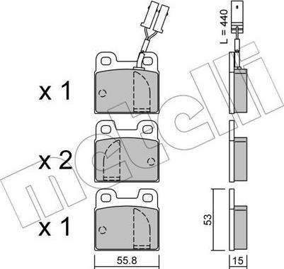 Metelli 22-0009-1 - Тормозные колодки, дисковые, комплект avtokuzovplus.com.ua