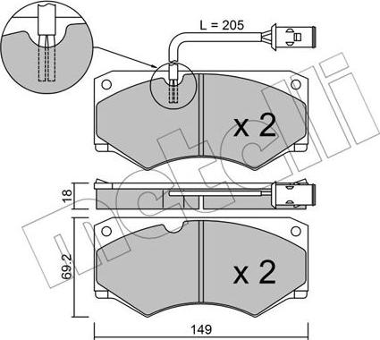 Metelli 22-0014-2 - Гальмівні колодки, дискові гальма autocars.com.ua