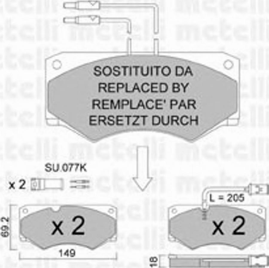 Metelli 2200145 - Тормозные колодки, дисковые, комплект avtokuzovplus.com.ua