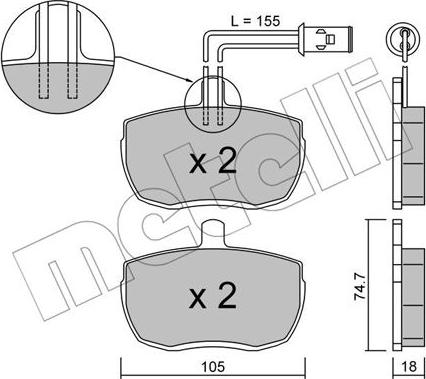 Metelli 22-0016-1 - Тормозные колодки, дисковые, комплект avtokuzovplus.com.ua