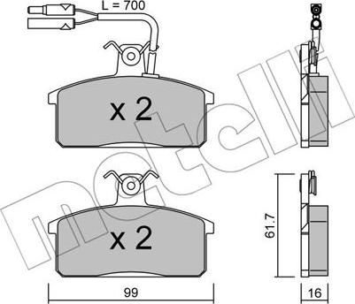 Metelli 22-0026-1 - Гальмівні колодки, дискові гальма autocars.com.ua